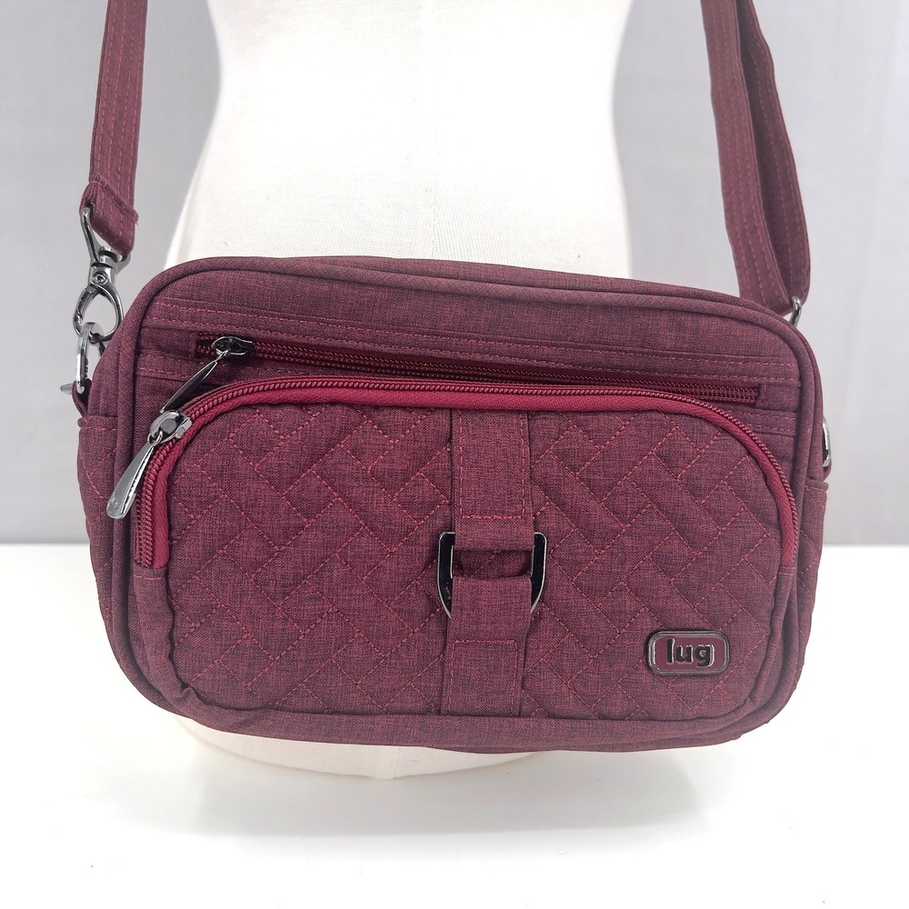 Lug Women Carousel Crossbody Bag Burgundy Quilted Weave Waist Pack Gorpcore